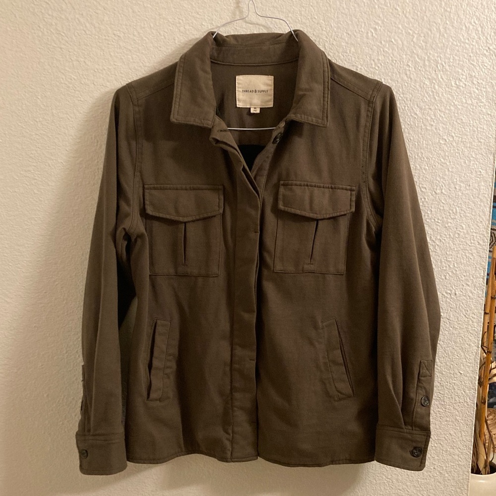 Thread & Supply Button Sweatshirt Jacket | M - image 1